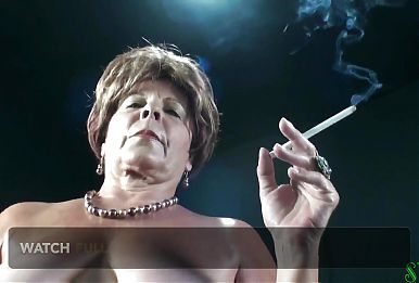 Chain Smoking Granny Masturbates and Poses